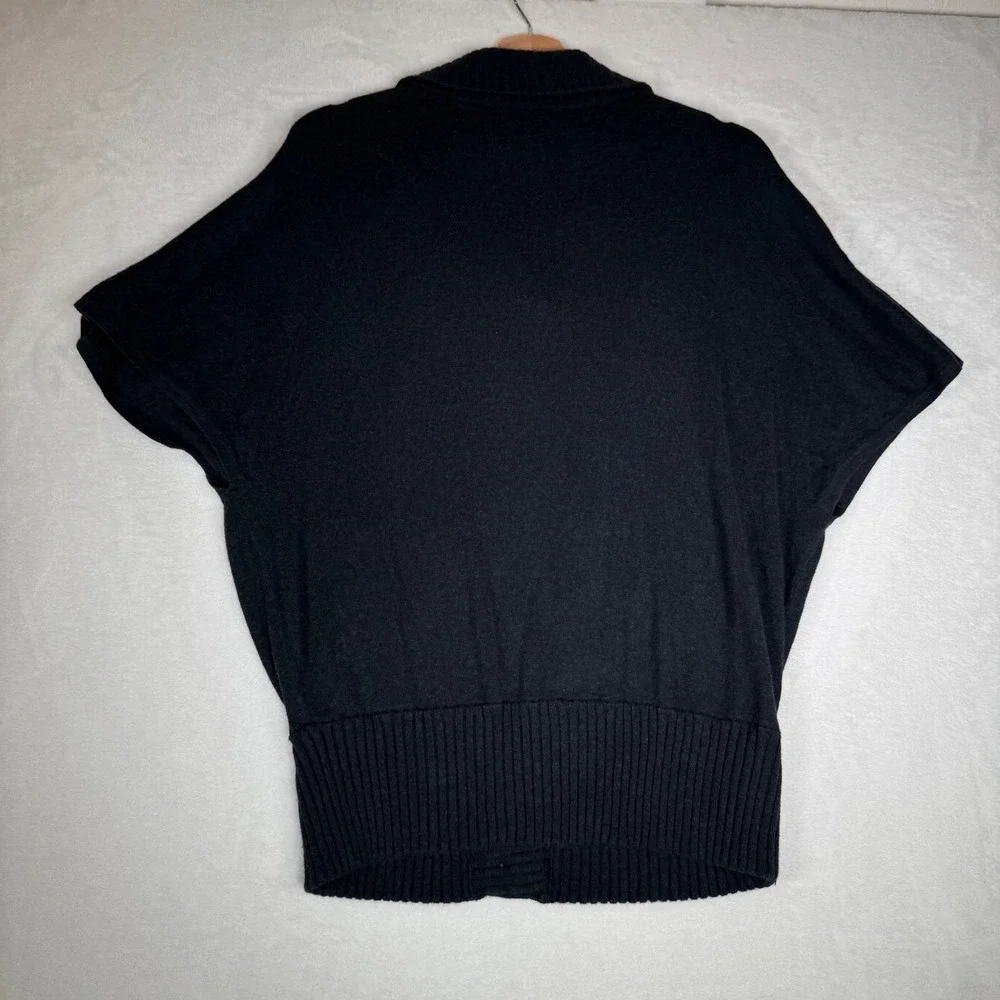 Lilla P Charcoal Gray‎ Short Sleeve Cashmere Blend Button Up Cardigan Size S